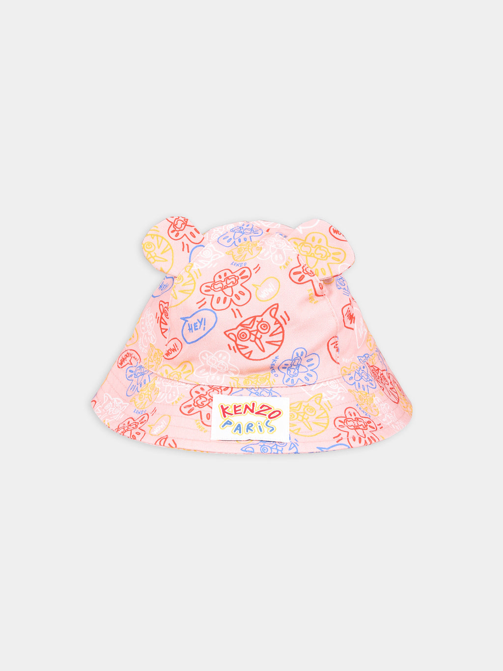 Pink cloche for girl with print and logo
